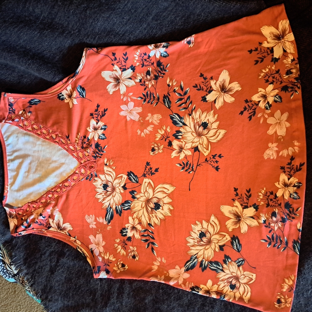 Floral Coral Tank Top